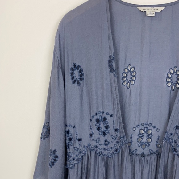 American Eagle Blue Long Kimono - Picture 5 of 13